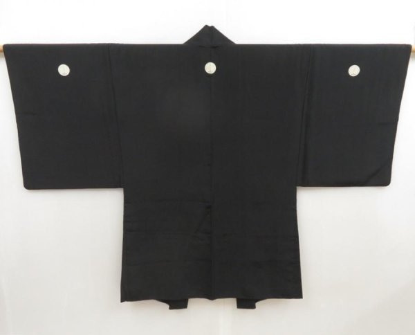 Photo5: 5302T01z560 Vintage Japanese Kimono Silk Men's HAORI Mt.Fuji Black (5)