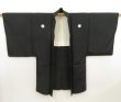 Photo5: 5302T03z630 Vintage Japanese Kimono Silk Men's HAORI Plain Black (5)