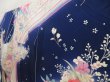 Photo2: 5302T12z1090  Japanese Kimono Silk FURISODE Flowers Dark lavender blue (2)