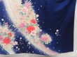 Photo7: 5302T12z1090  Japanese Kimono Silk FURISODE Flowers Dark lavender blue (7)