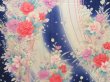 Photo8: 5302T12z1090  Japanese Kimono Silk FURISODE Flowers Dark lavender blue (8)