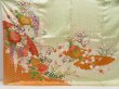 Photo5: 5302T13z1210 Vintage Japanese Kimono Silk FURISODE Peony Light green (5)