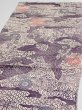 Photo3: 4G01z60  Japanese Kimono Silk  FABRIC Scenery Dark purple 40.2x14.2 (3)