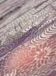 Photo4: 4G01z60  Japanese Kimono Silk  FABRIC Scenery Dark purple 40.2x14.2 (4)