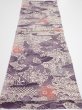 Photo5: 4G02z60  Japanese Kimono Silk  FABRIC Scenery Dark purple 40.2x14.2 (5)