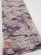 Photo2: 4G03z100  Japanese Kimono Silk  FABRIC Scenery Dark purple 66.1x14.2 (2)