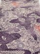 Photo1: 4G05z100  Japanese Kimono Silk  FABRIC Scenery Dark purple 66.9x14.2 (1)