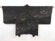 Photo1: 5307T04z630 Vintage Japanese Kimono Silk HAORI Chrysanthemum Black (1)