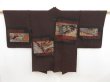 Photo1: 5307T08z660 Vintage Japanese Kimono Silk URUSHI HAORI  Black (1)