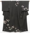 Photo1: 5307T09z640 Vintage Japanese Kimono Silk TSUKESAGE Maple Black (1)