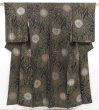 Photo1: 5307T13z1050 Vintage Japanese Kimono Silk URUSHI KOMON Flower Black, Gold (1)