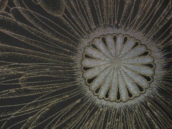 Photo6: 5307T13z1050 Vintage Japanese Kimono Silk URUSHI KOMON Flower Black, Gold (6)