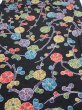 Photo1: 4D02z60  Japanese Kimono Silk  FABRIC Plum branch Black 41.7x15.0 (1)