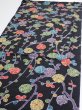 Photo3: 4D02z60  Japanese Kimono Silk  FABRIC Plum branch Black 41.7x15.0 (3)