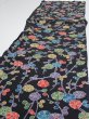 Photo3: 4D05z100  Japanese Kimono Silk  FABRIC Plum branch Black 67.7x15.2 (3)
