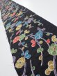 Photo1: 4D08z50  Japanese Kimono Silk  FABRIC Plum branch Black 60.6x7.3 (1)