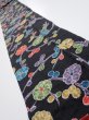 Photo1: 4D09z60  Japanese Kimono Silk  FABRIC Plum branch Black 86.6x7.3 (1)