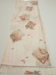 Photo5: 4D02z60  Japanese Kimono Silk  FABRIC Flowers Butterfly Off-white 41.7x15.2 (5)