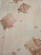 Photo1: 4D06z90  Japanese Kimono Silk  FABRIC Flowers Butterfly Off-white 67.7x15.4 (1)