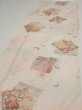 Photo3: 4D06z90  Japanese Kimono Silk  FABRIC Flowers Butterfly Off-white 67.7x15.4 (3)