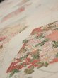 Photo4: 4D06z90  Japanese Kimono Silk  FABRIC Flowers Butterfly Off-white 67.7x15.4 (4)