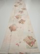 Photo5: 4D06z90  Japanese Kimono Silk  FABRIC Flowers Butterfly Off-white 67.7x15.4 (5)