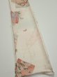 Photo2: 4D08z40  Japanese Kimono Silk  FABRIC Flowers Butterfly Off-white 61.4x7.5 (2)