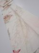 Photo1: 4D09z60  Japanese Kimono Silk  FABRIC Flowers Butterfly Off-white 85.8x7.5 (1)