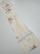 Photo5: 4D09z60  Japanese Kimono Silk  FABRIC Flowers Butterfly Off-white 85.8x7.5 (5)