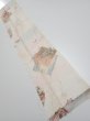 Photo1: 4D10z30  Japanese Kimono Silk  FABRIC Flowers Butterfly Off-white 38.6x7.5 (1)