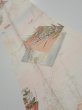 Photo2: 4D10z30  Japanese Kimono Silk  FABRIC Flowers Butterfly Off-white 38.6x7.5 (2)