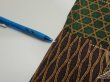 Photo6: 4D01z60  Japanese Kimono Silk  FABRIC Flowers Brown Green 42.9x14.4 (6)