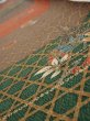 Photo4: 4D07z40  Japanese Kimono Silk  FABRIC Flowers Brown Green 59.8x7.3 (4)