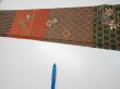 Photo6: 4D07z40  Japanese Kimono Silk  FABRIC Flowers Brown Green 59.8x7.3 (6)