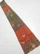 Photo5: 4D09z40  Japanese Kimono Silk  FABRIC Flowers Brown Green 52.8x7.1 (5)