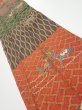 Photo3: 4D10z30  Japanese Kimono Silk  FABRIC Flowers Brown Green 36.2x6.9 (3)