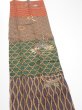 Photo4: 4D10z30  Japanese Kimono Silk  FABRIC Flowers Brown Green 36.2x6.9 (4)