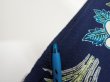 Photo6: 4D01z60  Japanese Kimono Silk  FABRIC Flowers Dark navy 44.9x14.8 (6)
