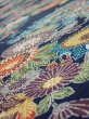 Photo4: 4D04z80  Japanese Kimono Silk  FABRIC Flowers Dark navy 66.1x14.8 (4)