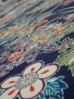Photo4: 4D06z90  Japanese Kimono Silk  FABRIC Flowers Dark navy 66.1x14.8 (4)