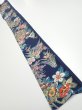 Photo5: 4D07z40  Japanese Kimono Silk  FABRIC Flowers Dark navy 60.6x7.5 (5)