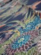 Photo4: 4D09z50  Japanese Kimono Silk  FABRIC Flowers Dark navy 75.6x7.3 (4)
