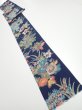 Photo5: 4D09z50  Japanese Kimono Silk  FABRIC Flowers Dark navy 75.6x7.3 (5)