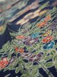 Photo5: 4D10z30  Japanese Kimono Silk  FABRIC Flowers Dark navy 38.6x7.3 (5)
