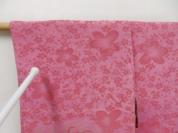 Photo5: 5308T04z790 Vintage Japanese Kimono Silk URUSHI HAORI Chrysanthemum Pink (5)