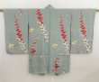 Photo1: 5308T05z480 Antique Japanese Kimono Silk HAORI Plum branch Blue-Gray (1)