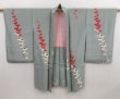 Photo6: 5308T05z480 Antique Japanese Kimono Silk HAORI Plum branch Blue-Gray (6)
