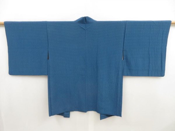 Photo1: 5308T07z520 Vintage Japanese Kimono Silk HAORI  Dull blue (1)