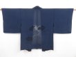 Photo1: 5308T09z270 Vintage Japanese Kimono Silk See through HAORI Jigami Navy (1)