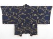 Photo1: 5308T11z480 Vintage Japanese Kimono Silk HAORI Leaf Dark navy (1)